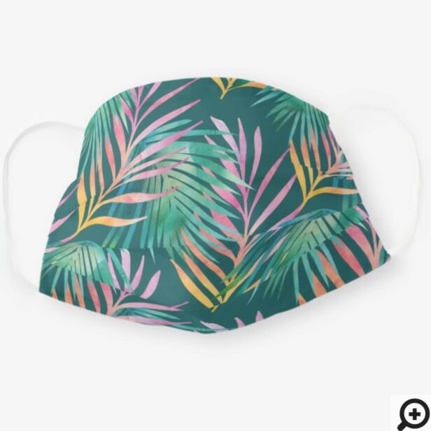 Tropical Oasis Watercolor Palm Foliage Botanical Cloth Face Mask