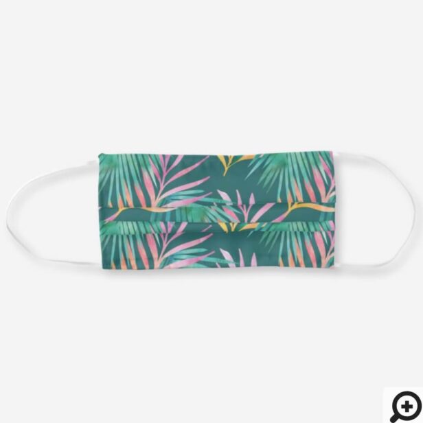 Tropical Oasis Watercolor Palm Foliage Botanical Cloth Face Mask