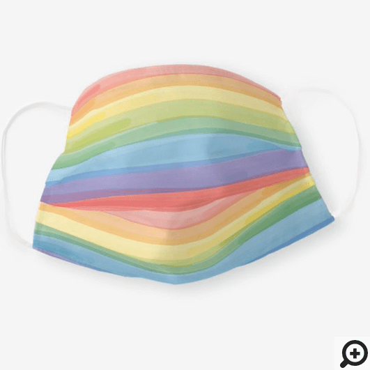 Watercolor Rainbow Stripe Pattern Cloth Face Mask