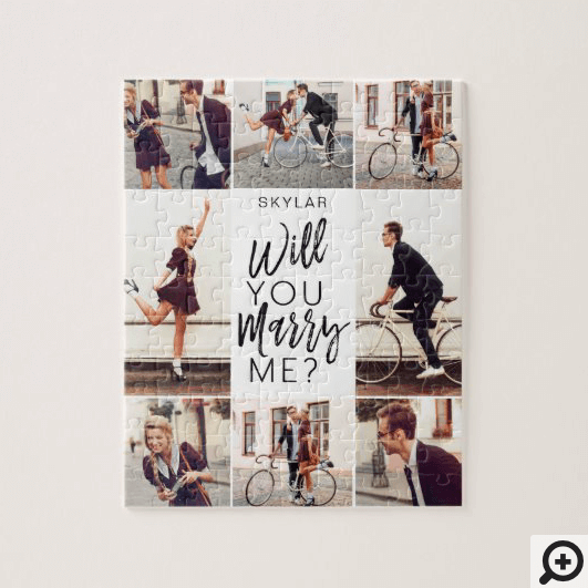 Will You Marry Me Script & Custom Photo Collage Jigsaw Puzzle