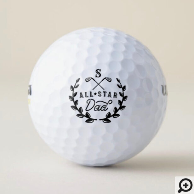 All Star Golfing Dad Monogram Golf Club Crest Golf Balls
