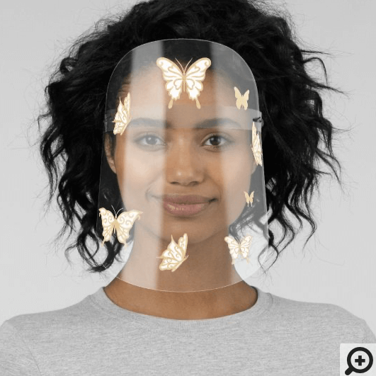 Beautiful Gold Monarch Butterflies Conservatory Face Shield