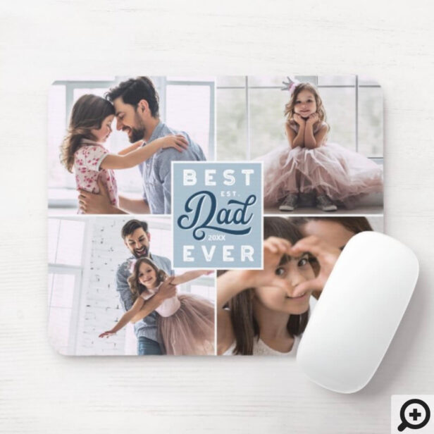 Best Dad Ever | Custom Four Photo Family Collage Mouse Pad