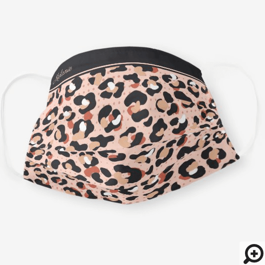 Black & Pink Trendy Leopard Print Pattern Cloth Face Mask