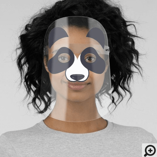 Black & White Panda Bear Face Cartoon Character Face Shield