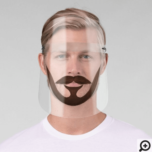 Brown Trimmed Short Facial Beard & Moustache Face Shield