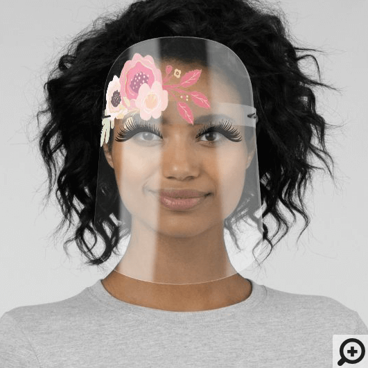 Chic Abstract Pink Floral Hair Accessory & Lashes Face Shield