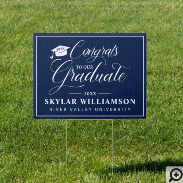 Congratulation To Graduate Calligraphy Navy Blue Sign