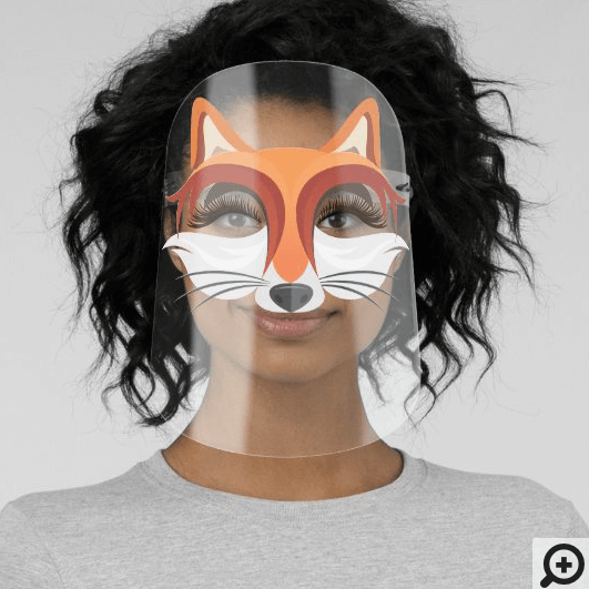 Cute Foxy Animal Red Fox Cartoon Character Face Shield