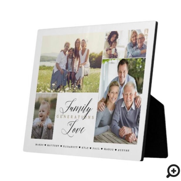 Family Generations of Love Custom 5 Photo Collage Plaque
