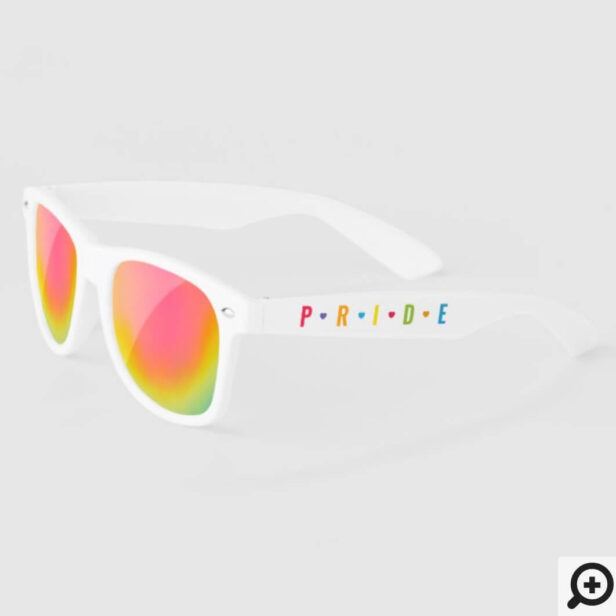 Fun Rainbow Pride Letters & Hearts Custom Year Sunglasses