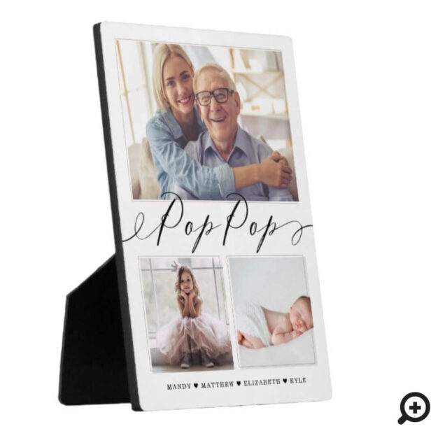 Gift for Pop Pop | Grandchildren 3 Photo Collage Plaque