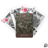 Leather & Army Camouflage Pattern Name & Monogram Bicycle Playing Cards