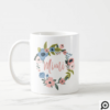 Mimi Brush Script Typographic Floral Wreath Coffee Mug