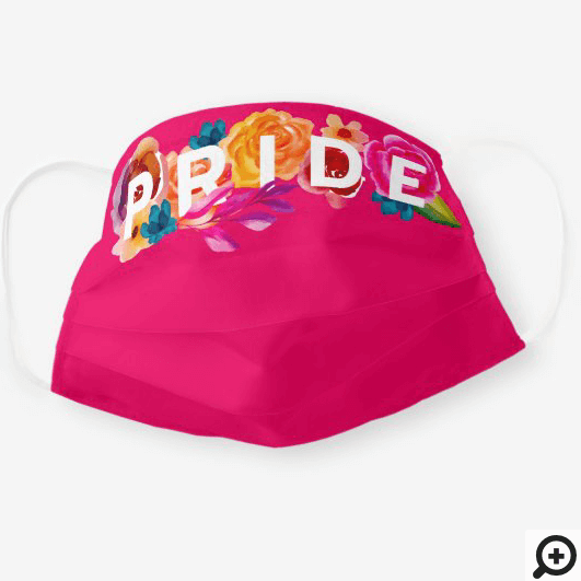 Pride Bright Rainbow Gradient Floral Graphic Pink Cloth Face Mask