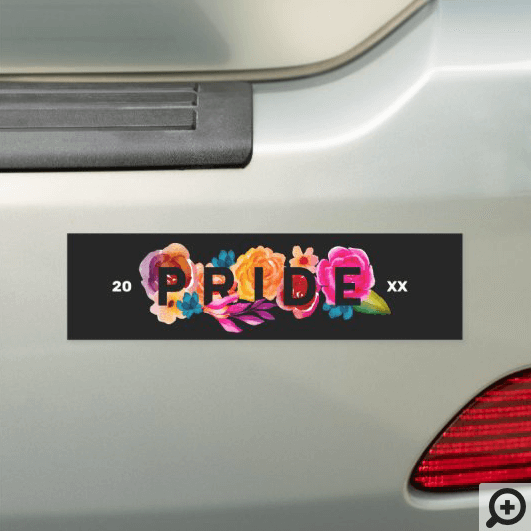 Pride Rainbow Gradient Floral Graphic Custom Year Car Magnet
