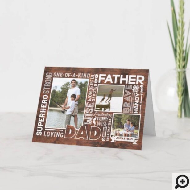 Words For #1 Dad Happy Father's Day Photo Collage Card