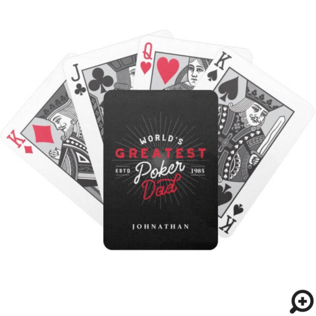 World's Greatest Poker Dad Black & Red Custom Bicycle Playing Cards