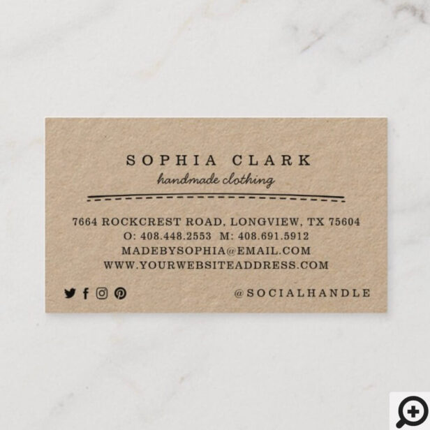 Handmade Handcrafted Ribbon & Sewing Tailor Business Card