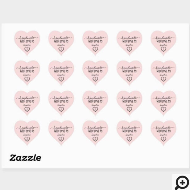 Handmade With Love Custom Monogram Heart Stickers