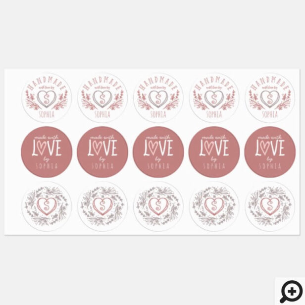 Handmade with Love Florals, Heart & Monogram Set Labels