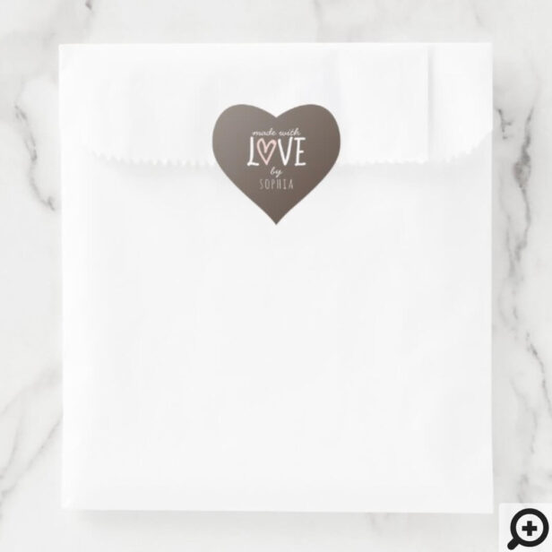 Made With Love Heart Shape Custom Heart Sticker