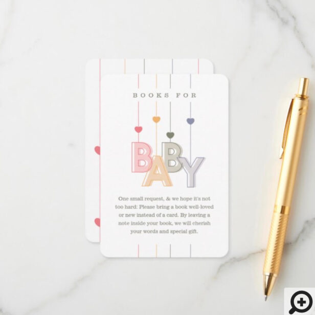 Modern String Baby Letters & Hearts Books For Baby Enclosure Card