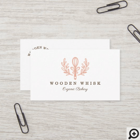Simple, Clean & Minimal Style Bakery Whisk Logo Business Card