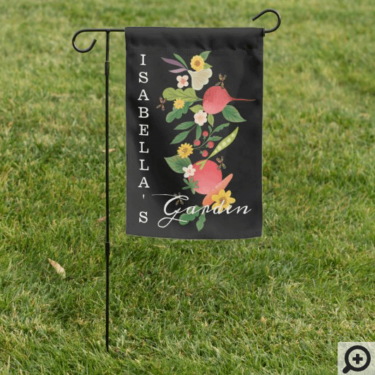 Vegetable Garden Medley & Butterflies Rustic Black Garden Flag
