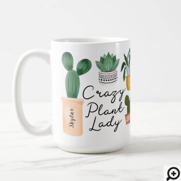 Crazy Plant Lady | Chic Watercolor Potted Plants Coffee Mug