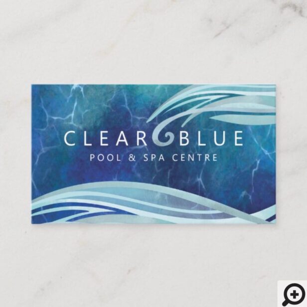 Crystal Blue Water Ripple & Waves Pool & Spa Business Card