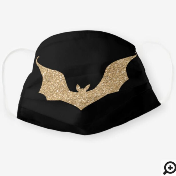 Faux Gold Glitter Bat Black Cloth Face Mask