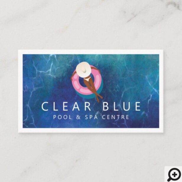 Floating Woman Blue Water Ripples Pool & Spa Business Card