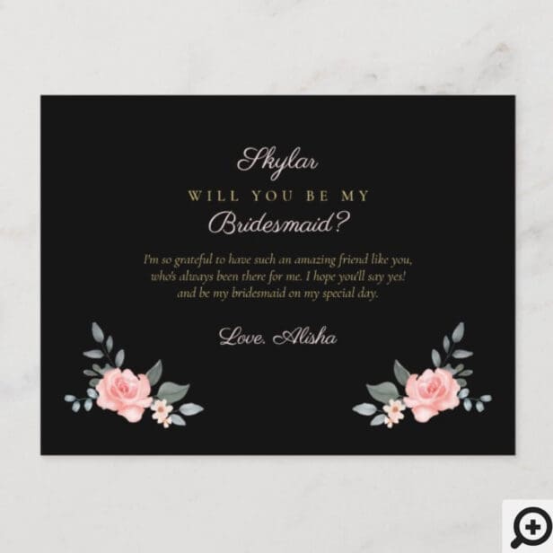 Floral Wedding Dress Will You Be Bridesmaid Invitation Postcard