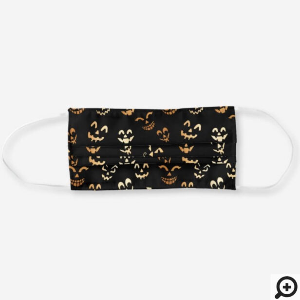 Halloween Glowing Pumpkin Carving Faces Black Cloth Face Mask