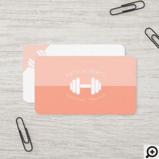 Minimal Dumbbell Personal Trainer Pink Business Card