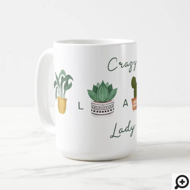 Crazy Plant Lady | Chic Watercolor Potted Plants Coffee Mug