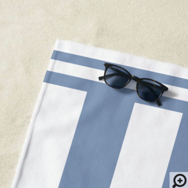 Ocean Life Nautical Blue & White Stripe Anchor Beach Towel