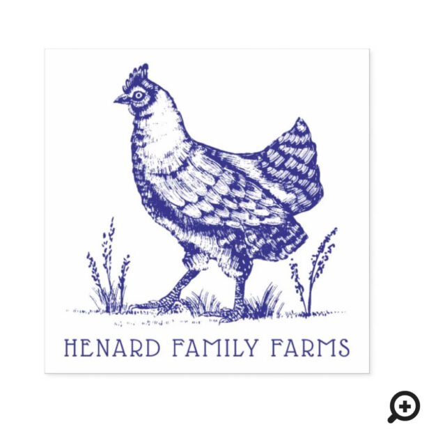 Rustic Vintage Sketch Style Farm Hen/Rooster Self-inking Stamp