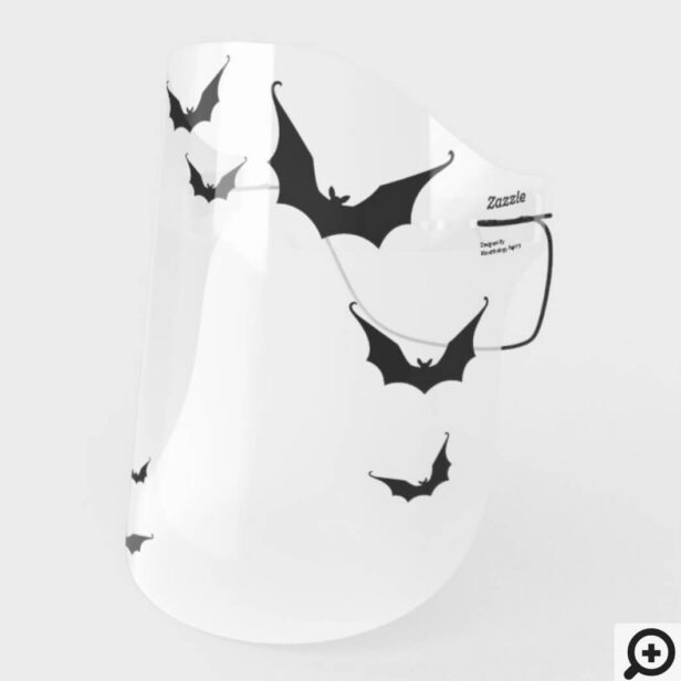 Spooky Black Halloween Flying Bats Face Shield
