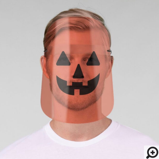 Spooky Halloween Orange Pumpkin Craved Face Face Shield