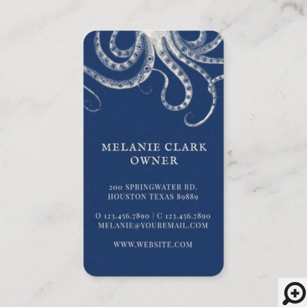Vintage Engraved Style Octopus Ocean Nautical Business Card