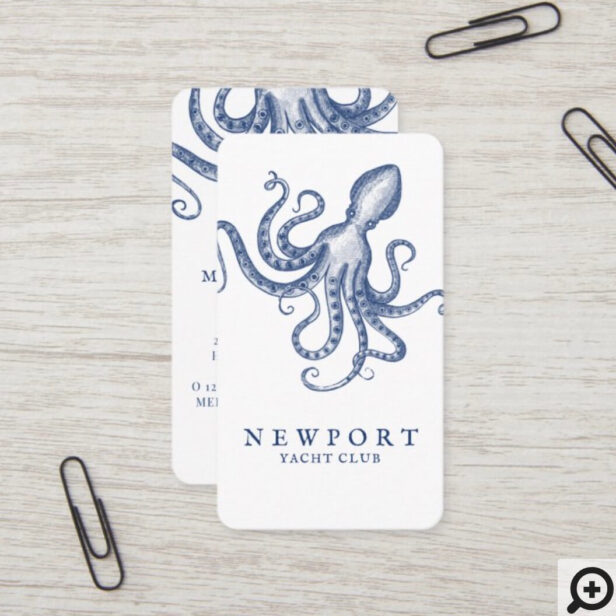 Vintage Engraved Style Octopus Ocean Theme White Business Card
