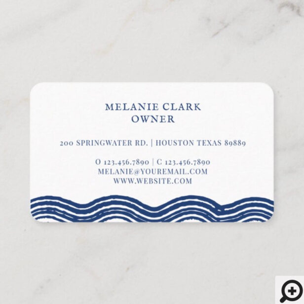 Vintage Etched Style Fish, Waves Ocean Theme White Business Card