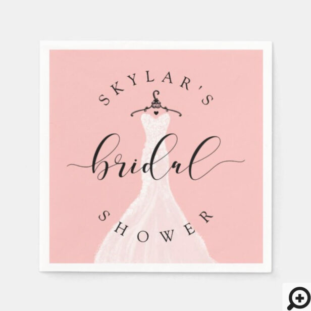 Vintage Wedding Dress Pink Bridal Shower Pink Napkins