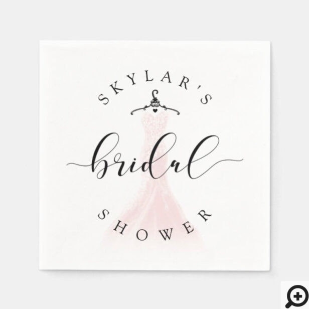 Vintage Wedding Dress Pink Bridal Shower White Napkins