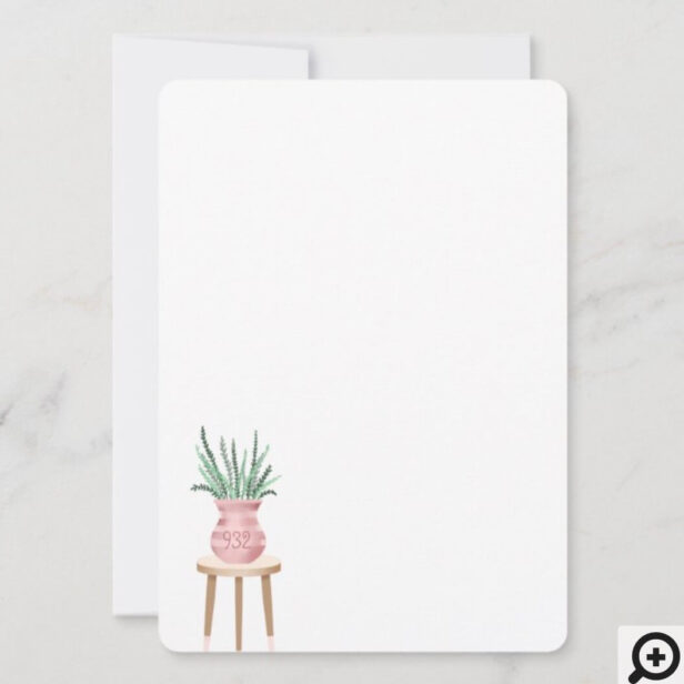 We've Planted New Roots Watercolor Potted Plant Announcement