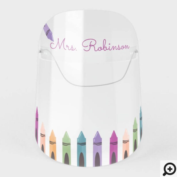 Back To School Teacher Rainbow Color Crayon Face Shield