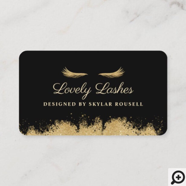 Beauty Gold Dusted Eyelash Black & Gold Luxurious Appointment Card
