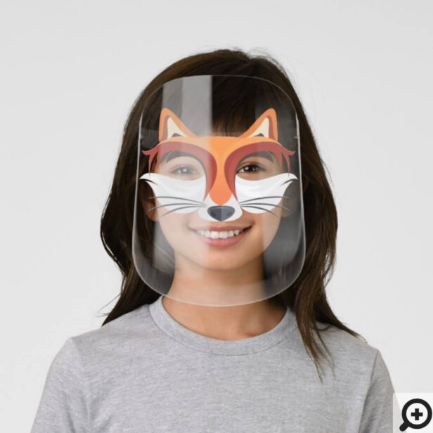 Cute Foxy Animal Red Fox Cartoon Character Kids' Face Shield